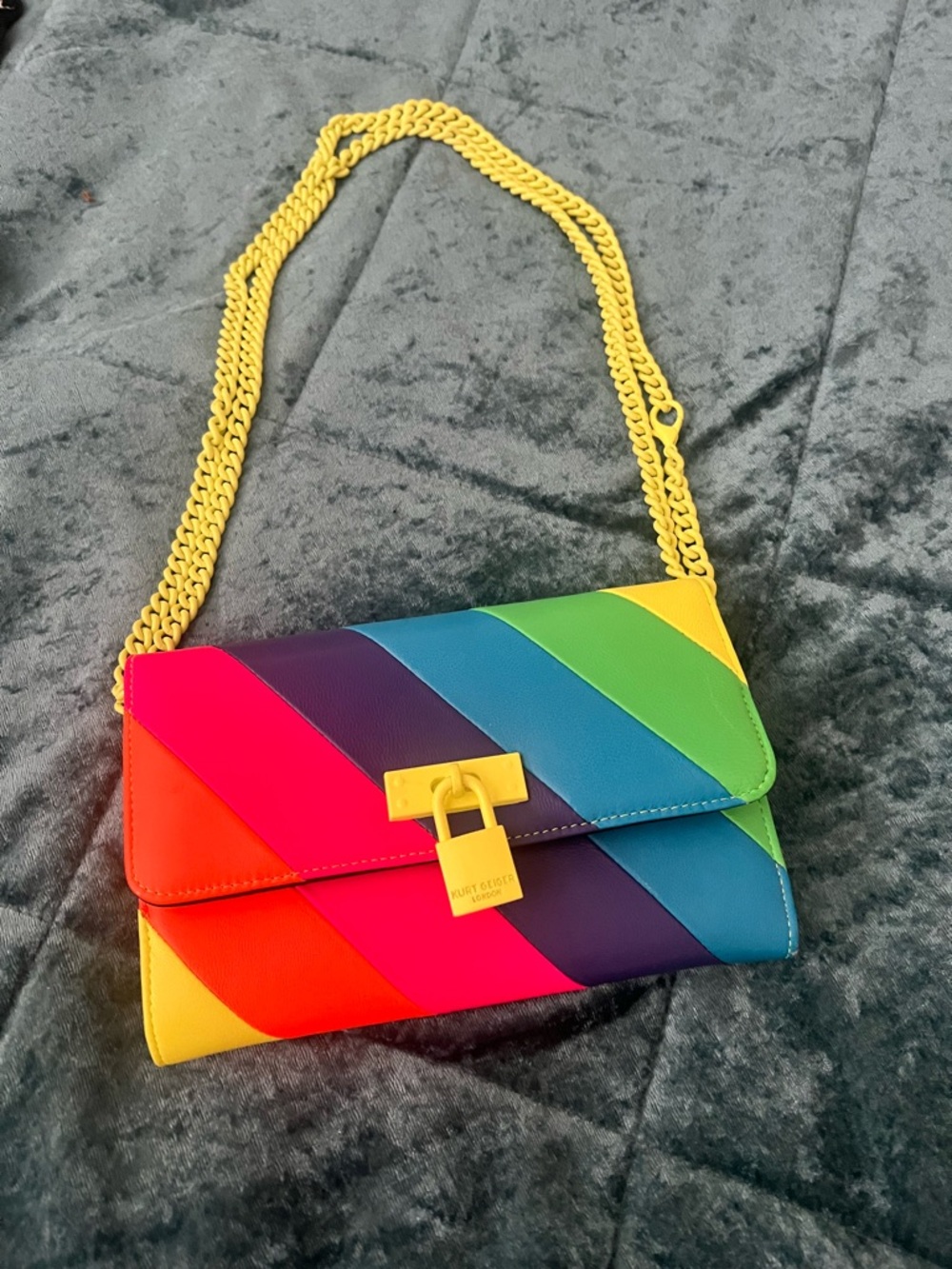 Kurt Geiger Rainbow Stripe Leather Shoulder Bag - Multicolor
